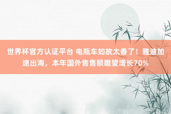 世界杯官方認證平臺 電瓶車如故太香了!雅迪加速出海,本年國外售售額瞻望增長70%