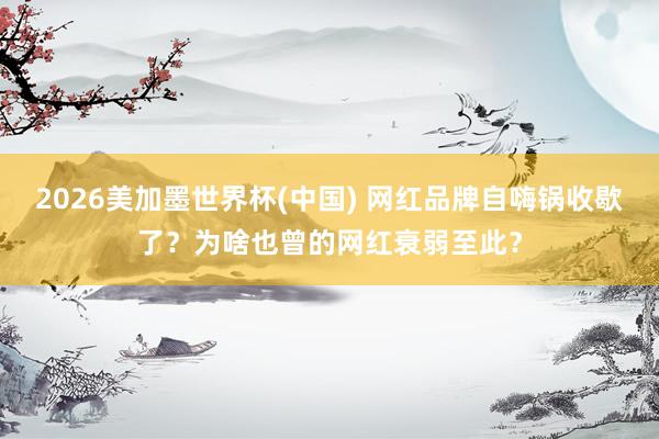 2026美加墨世界杯(中國(guó)) 網(wǎng)紅品牌自嗨鍋收歇了？為啥也曾的網(wǎng)紅衰弱至此？