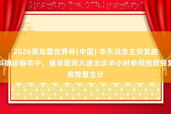 2026美加墨世界杯(中國) 華東說念主突發曲直傾斜確診腦卒中,援非醫師火速出診半小時參預搶救挽復生計